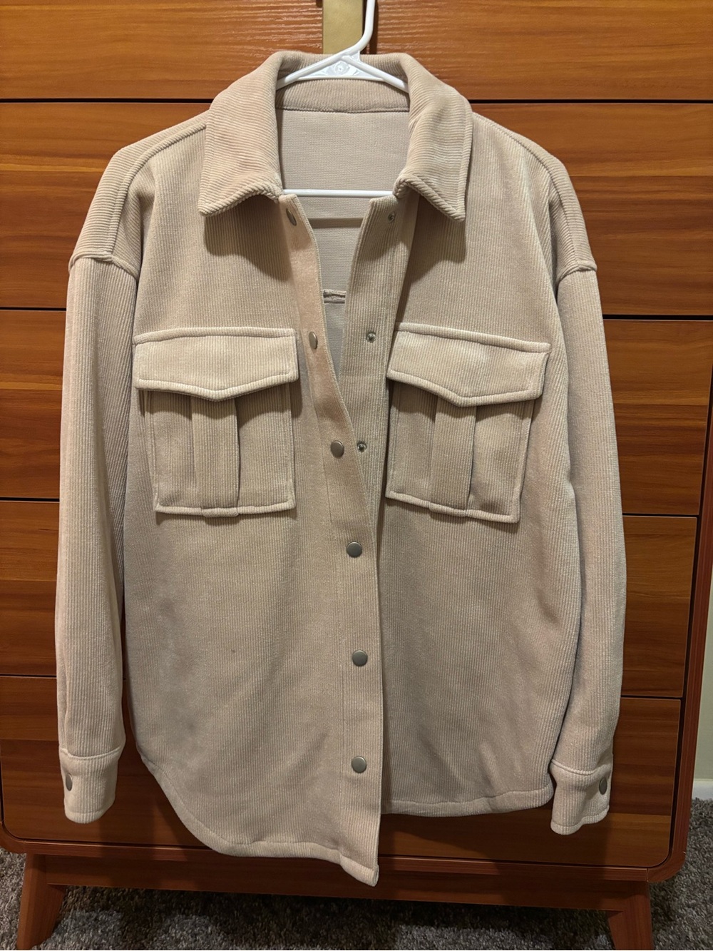 Classic Beige Shacket Jacket - Women